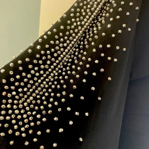 Black dress with beaded slit sleeves. Size L MSK - Picture 7 of 8